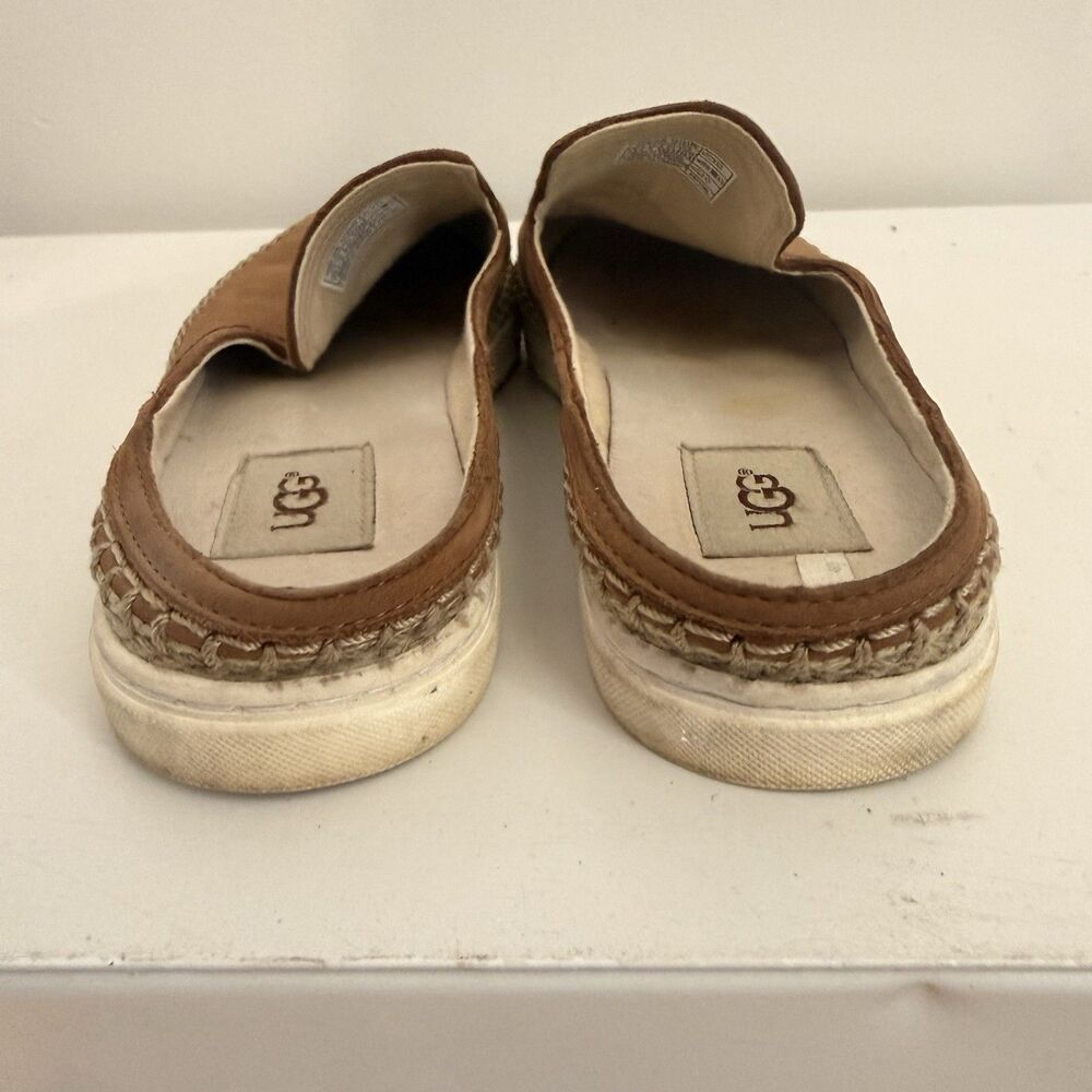 UGG Shoes Womens 7.5 Brown Chestnut Leather Caleel Mule Flat Slip On 1010102 - Picture 5 of 7